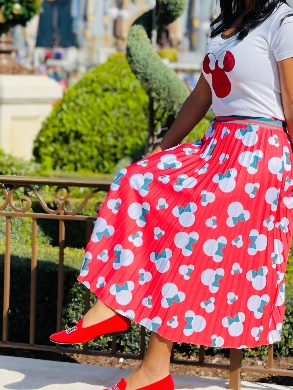 Disney Midi Red Pleated Skirt